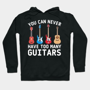 Guitar ukulele bass acoustic classic electric white text Hoodie